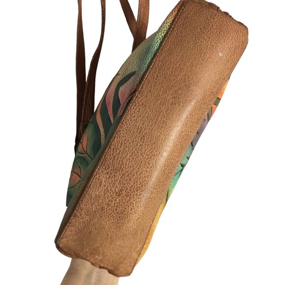 Anuschka NEVER USED Handpaint Leather Shoulder Bag Butterfly Animal - Picture 11 of 12